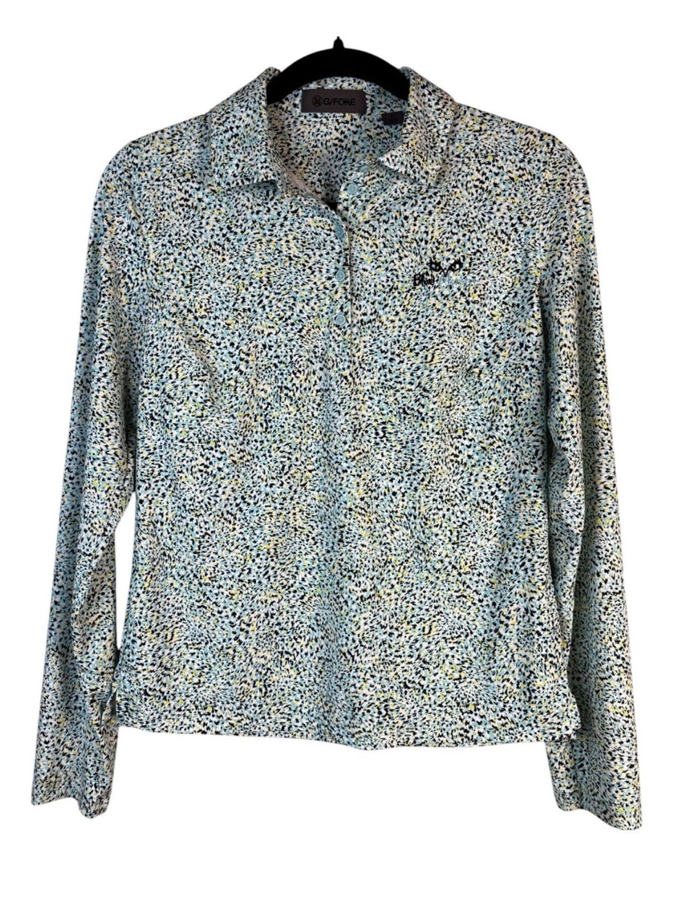 G/FORE Blue Monster Golf Course Long Sleeve Polo Shirt Size Small S Top